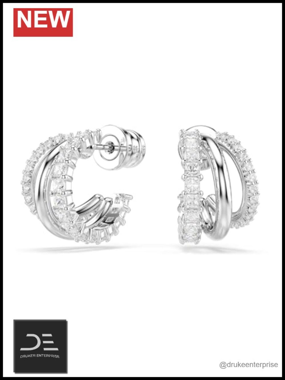 Swarovski Crystal Rhodium Plated Hoop Earrings Mini Size